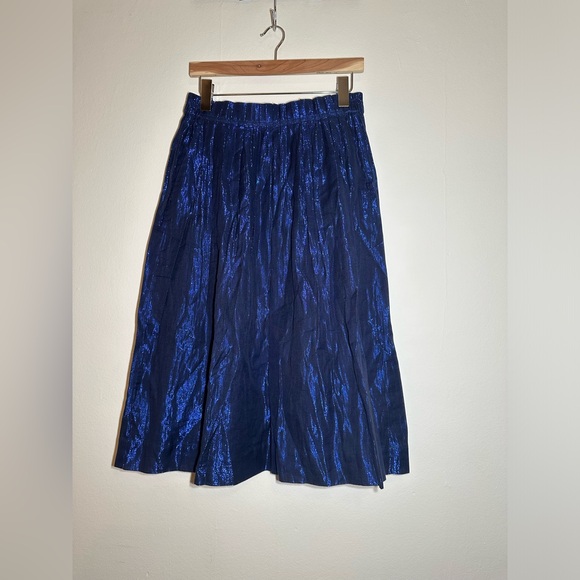 J crew metallic midi cotton navy skirt - Picture 6 of 6